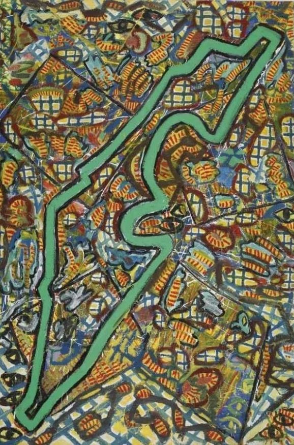 David Reeb – Green line with ants – 1985
