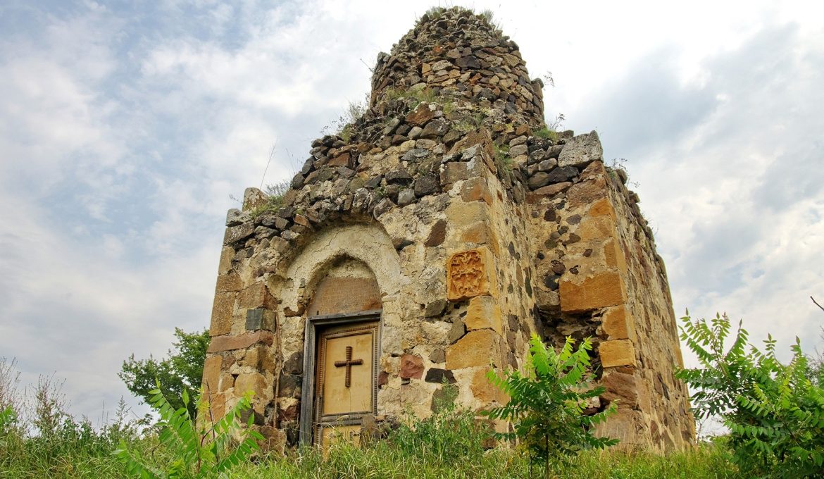 Orthodox chapel in the mountains on the edge of the cemetery