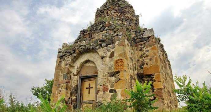 Orthodox chapel in the mountains on the edge of the cemetery